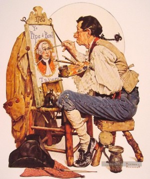 Norman Rockwell Painting - Pintor de carteles de pipa y cuenco 1926 Norman Rockwell